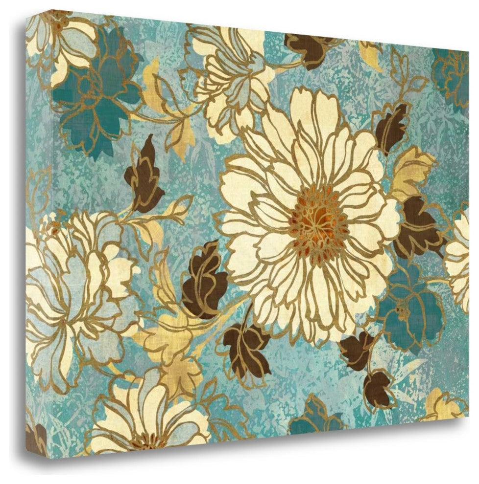 "Sophias Flowers Blue" By Wild Apple Portfolio, Giclee on Gallery Wrap Canvas
