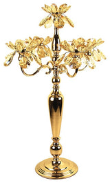 5 Arm Crystal Candelabra/Candle Holder, Gold, Small
