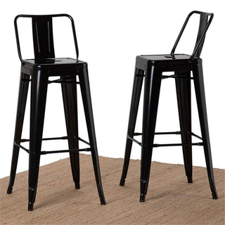 Simpli Home Rayne 30" Metal Bar Stool in Black (Set of 2)