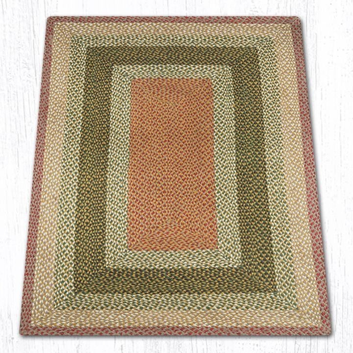 Olive/Burgundy/Gray Oblong Braided Rug, 4'x6'