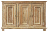 Bayside Jensen 3-Door Solid Wood Sideboard, Distressed Natural Finish