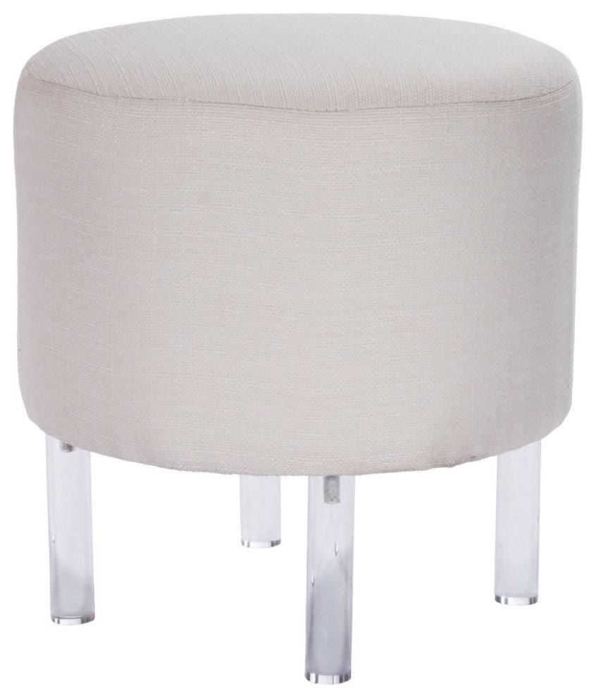 Contempo Chic White Round Ottoman
