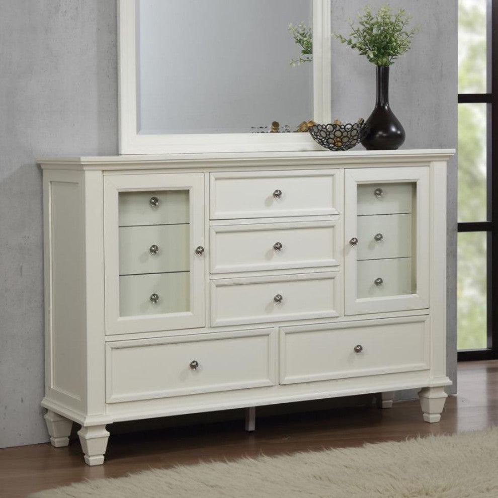 Wood Dresser with 11 Drawers, White