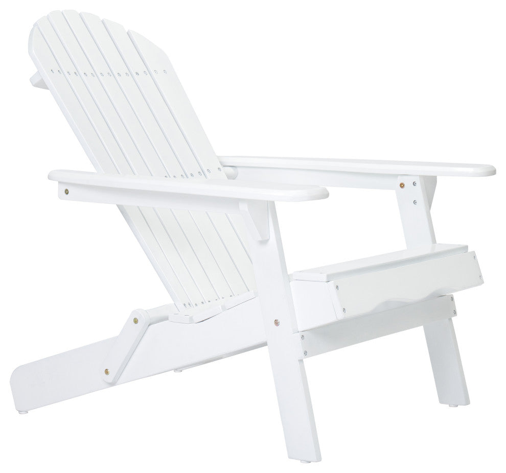 GDF Studio Milan Outdoor Rustic Acacia Wood Folding Adirondack Chair, Set of 2, White