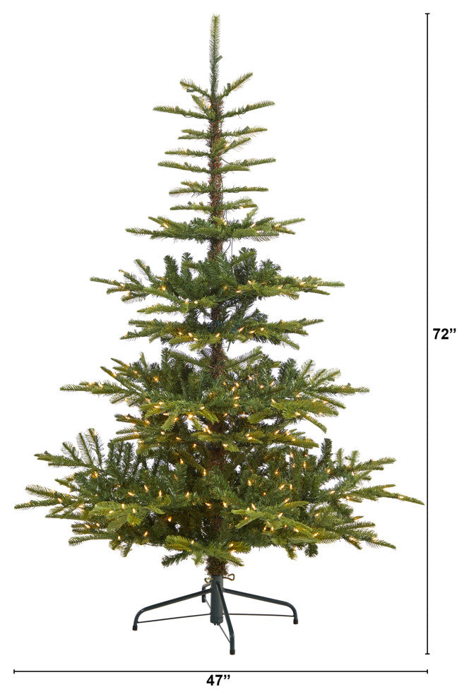 6' Layered Washington Spruce Faux Xmas Tree W/ Clear Lights & Bendable Branches