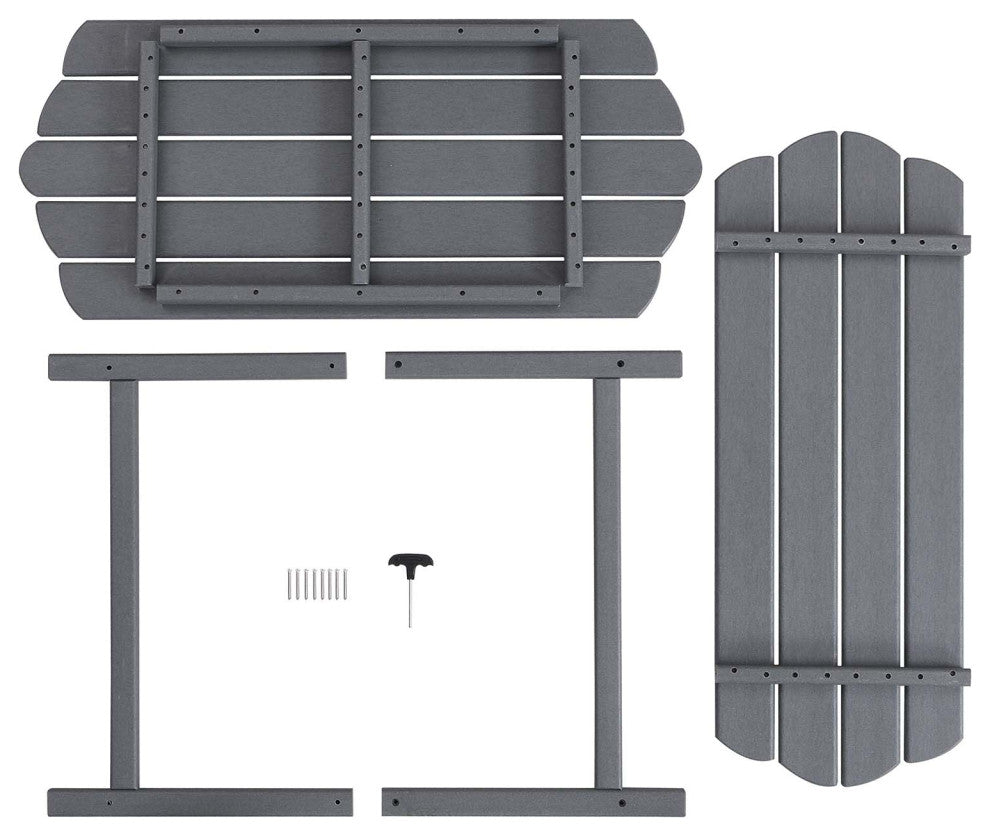 2 Tier Patio Table, Adirondack Outdoor Coffee Table for Backyard Pool, Gray