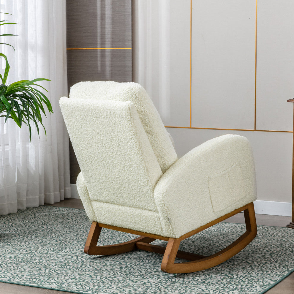 Gewnee Recliner Armchair with Wood Legs and Side Pocket