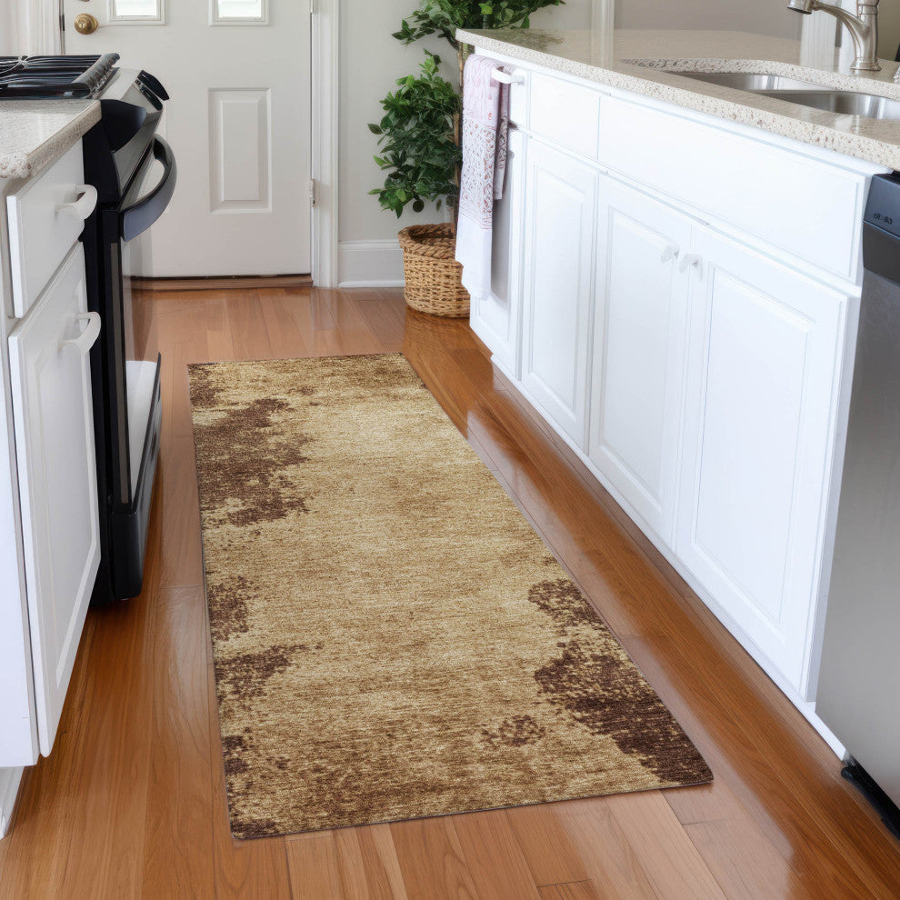 Machine Washable Indoor/Outdoor Chantille ACN1913 Mocha 2'3" x 7'6" Runner Rug