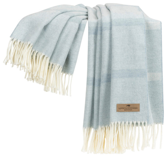 Montauk Stripe Herringbone Throw, Crystal Blue