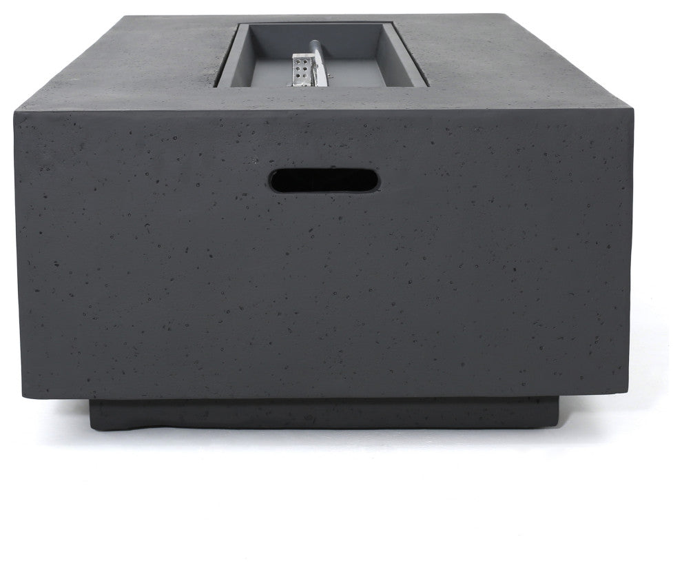 Hearth Outdoor 50,000 BTU Rectangular Fire Pit, No Tank Holder, Dark Gray, Ligh