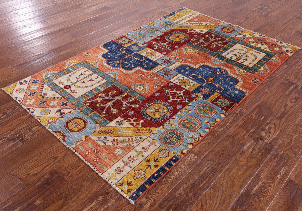 4' 0" X 6' 5" Super Kazak Handmade Wool Rug Q11098