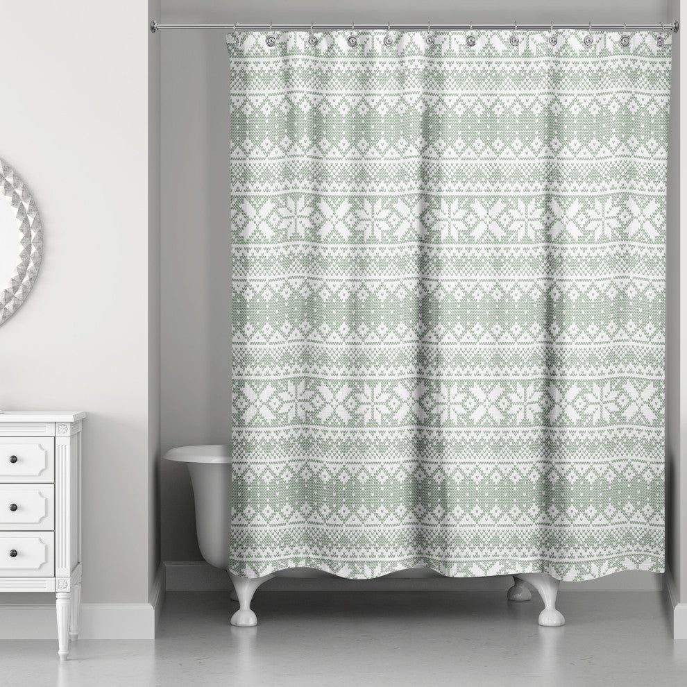 Sage Sweater Pattern 71 x 74 Shower Curtain
