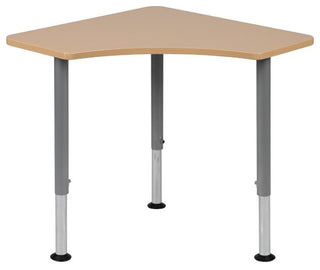 Triangular Natural Collaborative Student Desk, Adjustable 22.3"-34"