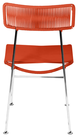 Hapi Indoor/Outdoor Handmade Dining Chair, Orange on Chrome