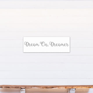 Dream On. Dreamer 12"x36" Canvas Wall Art, Gray