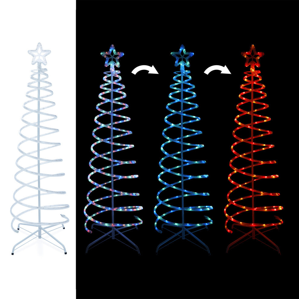 Spiral 5 Foot Christmas Tree with Multicolor LED Lights