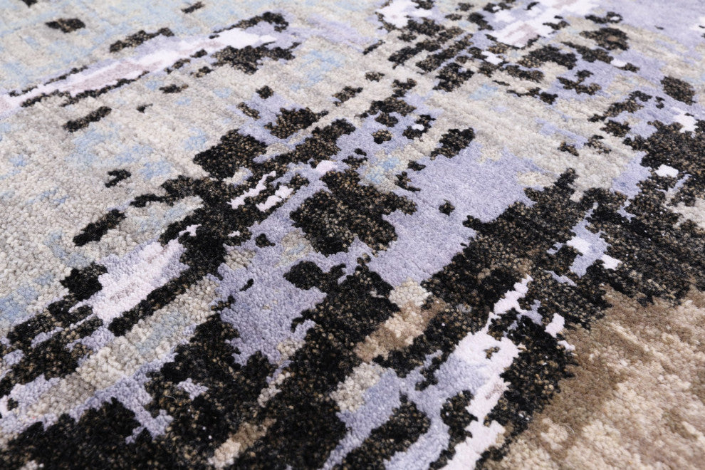 Hand Knotted Abstract Wool and Silk Rug 8' 0" X 9' 8"- Q6239
