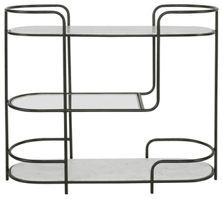 Uttermost 25174 Trolley Bar 14"W Marble Top and Iron - Satin Black / White