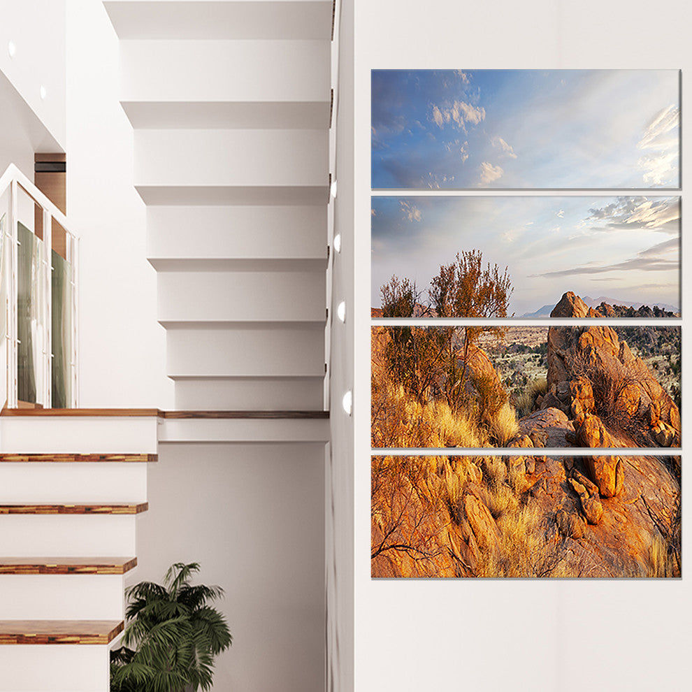 Beautiful African Rocky Landscape, Landscape Canvas Art, 28"x48", 4 Panels