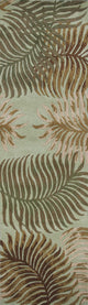 HomeRoots 8' Aqua Blue Hand Tufted Tropical Leaves Indoor Runner Rug