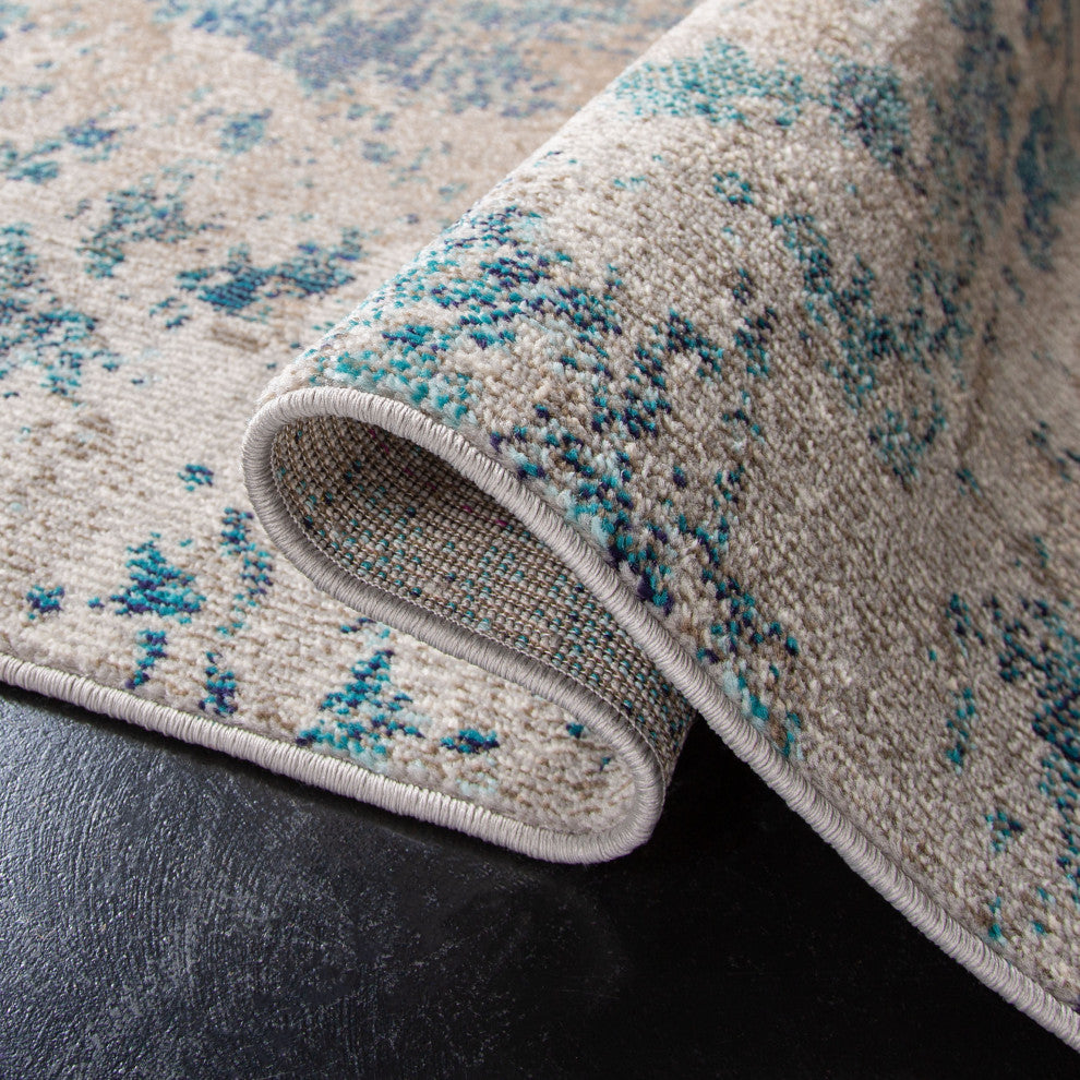 Safavieh Madison Mad440M Organic and Abstract Rug, Blue and Gray, 2'2"x20'0" Runner