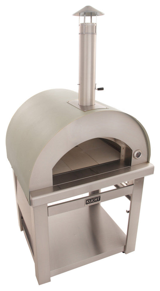 Outdoor Wood Fired Gas Pizza Oven, Silver