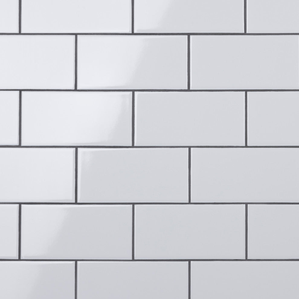 Crown Heights Ceramic Wall Tile, Glossy White