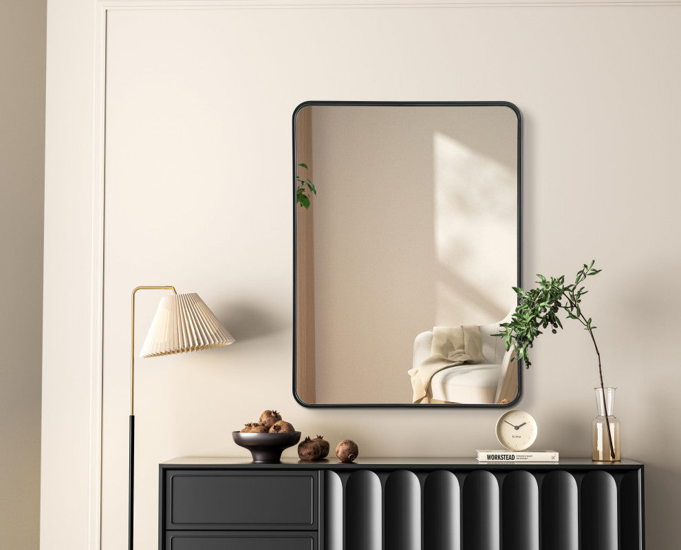 Home Living Contour Metal Rectangle Mirror 30x40, Black