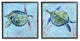 Abstract Blue Green Sea Turtles Deep Sea Coral,17 x 17