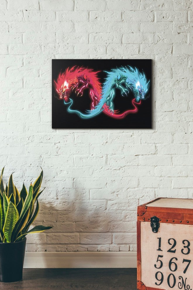 Epic Graffiti "Double Dragon" by Michael Stewart Giclee Canvas Wall Art, 18"x26"