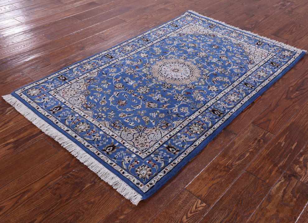 Persian Nain Wool and Silk Hand Knotted Rug 3' 3" X 5' 0" Q11657