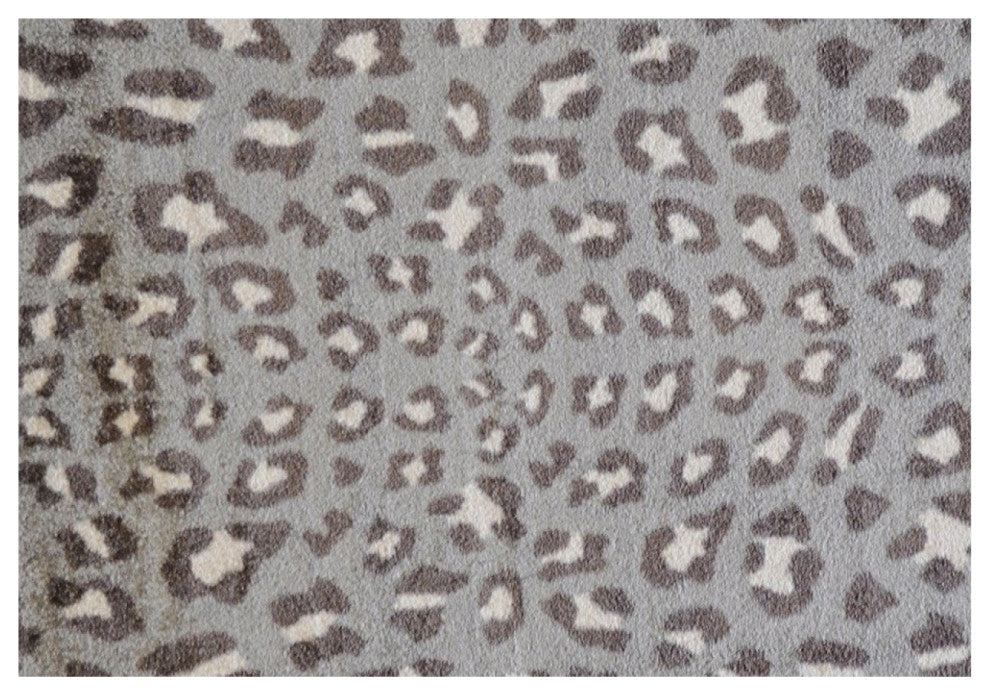 2' x 3' Gray and Brown Cheetah Washable Floor Mat