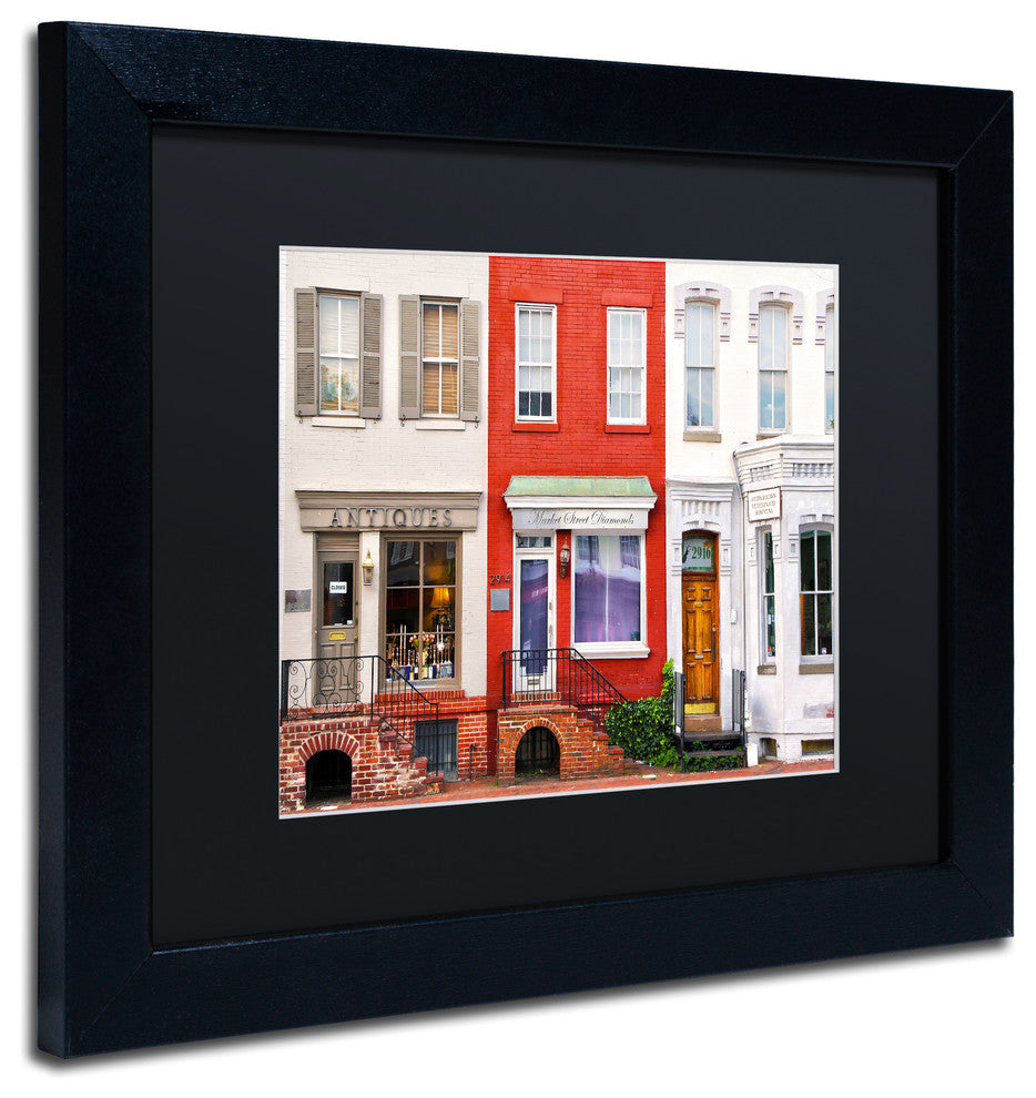 CATeyes 'Georgetown Shops DC' Matted Framed Art, Black Frame, Black Mat, 14x11