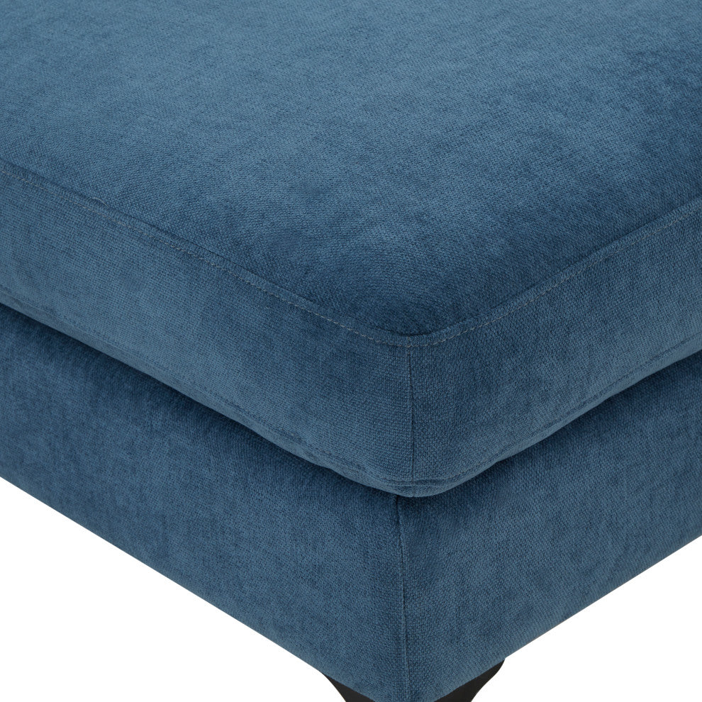 Serena Blue Velvet Ottoman With Black Legs