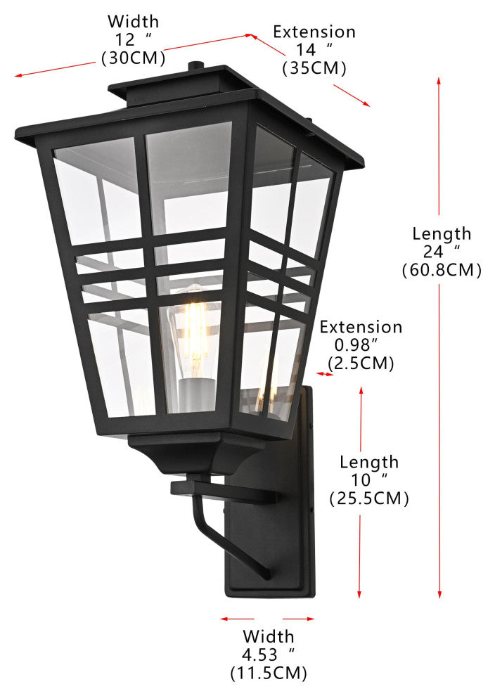 Home Living 12" Outdoor Wall Sconce, Black