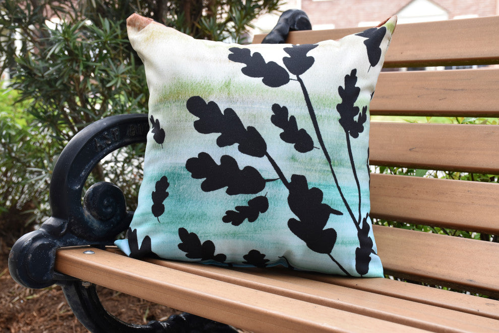 Flowing Leaves Multi Floral Print Outdoor Decorative Throw Pillow, 18"