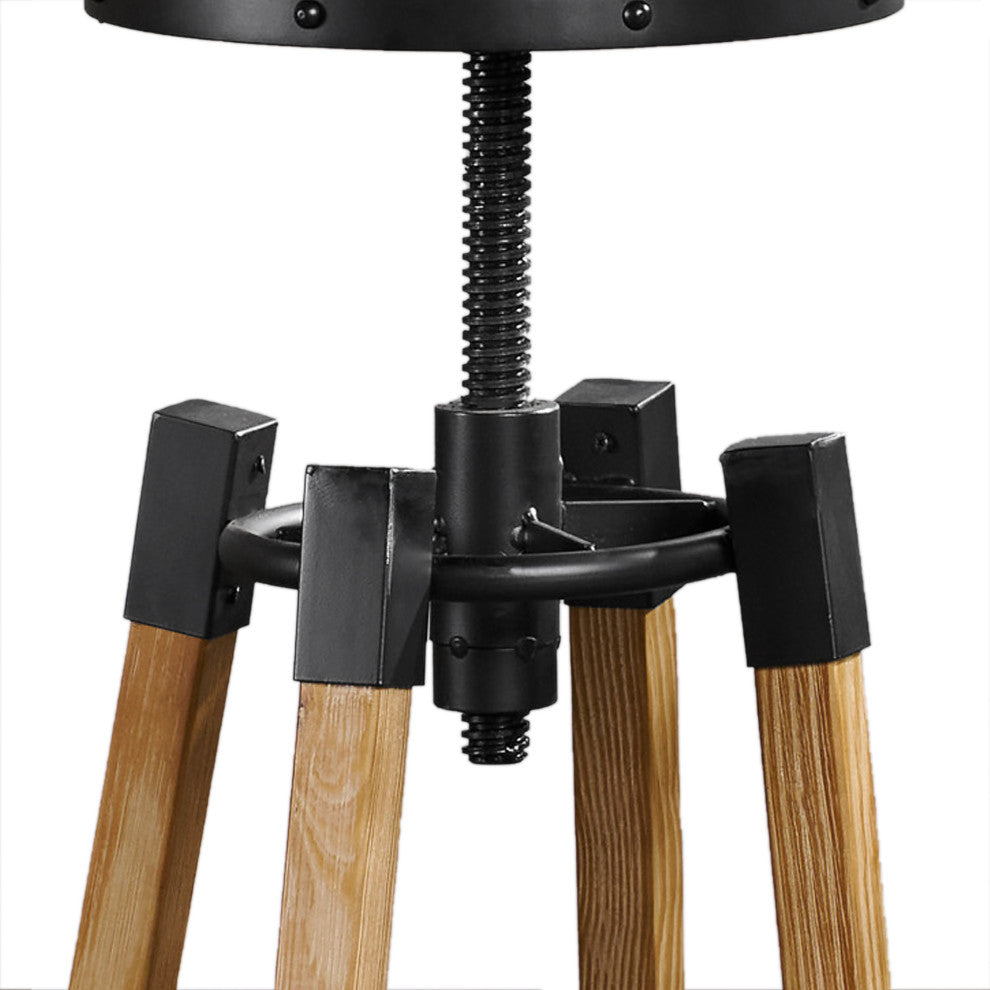 GDF Studio Javadel Modern Industrial Firwood Adjustable Swivel Barstool