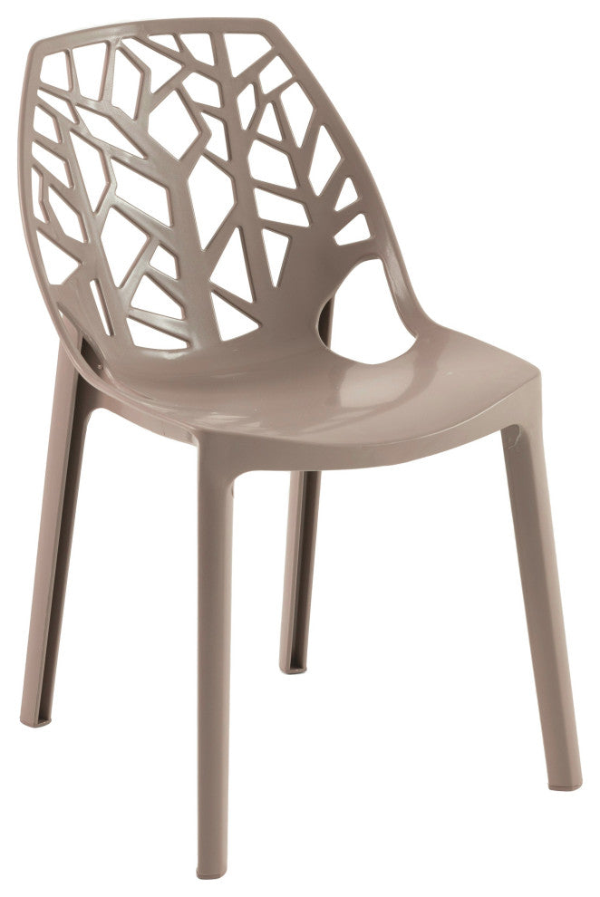 Stackable Plastic Accent Dining Chair for Indoor and Outdoor, Solid Taupe