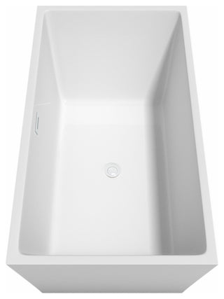Sara 59" Freestanding White Bathtub, Shiny White Drain and Overflow Trim