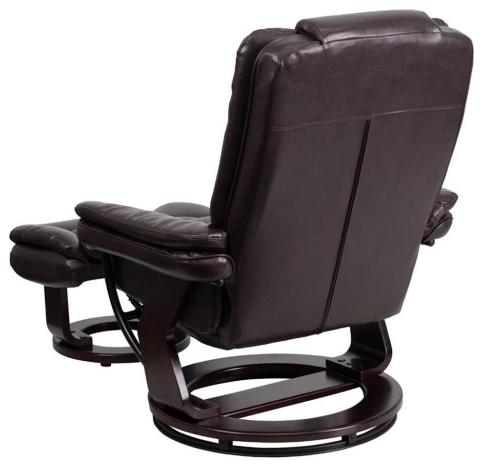 Bowery Hill Contemporary LeatherSoft Plush Arms Recliner in Brown