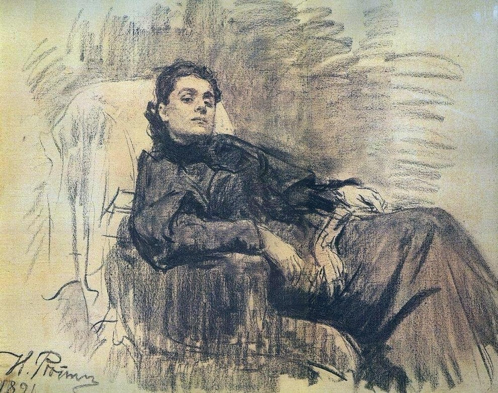 Ilia Efimovich Repin Portrait of Actress Eleonora Duse Gallery Wrap Canvas