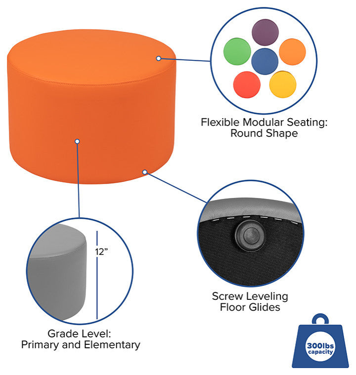 Soft Seating Collaborative Circle, 12" Seat Height , Orange Color