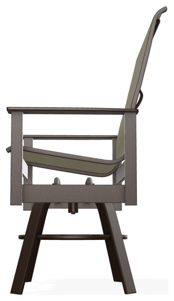 Leeward Sling Balcony Height Outdoor Swivel Armchair, Elevation Stone/Kona