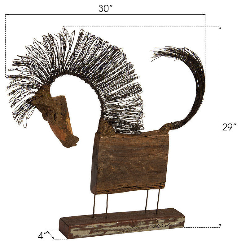 Wire Horse Sculpture, Long Body