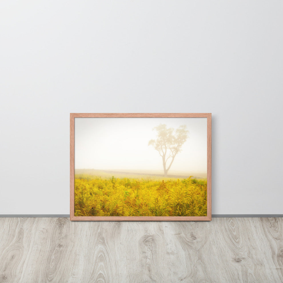 Dreams of Goldenrod and Fog Landscape Framed Photo Paper Wall Art Prints, Red Oak, 18" X 24"