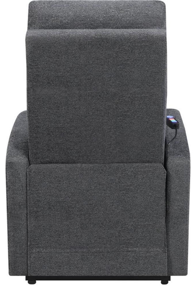 Maklaine Tufted Fabric Upholstered Power Lift Recliner in Charcoal