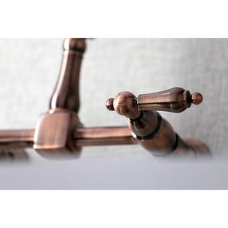 KS124ALAC Heritage Wall Mount Bridge Kitchen Faucet, Antique Copper