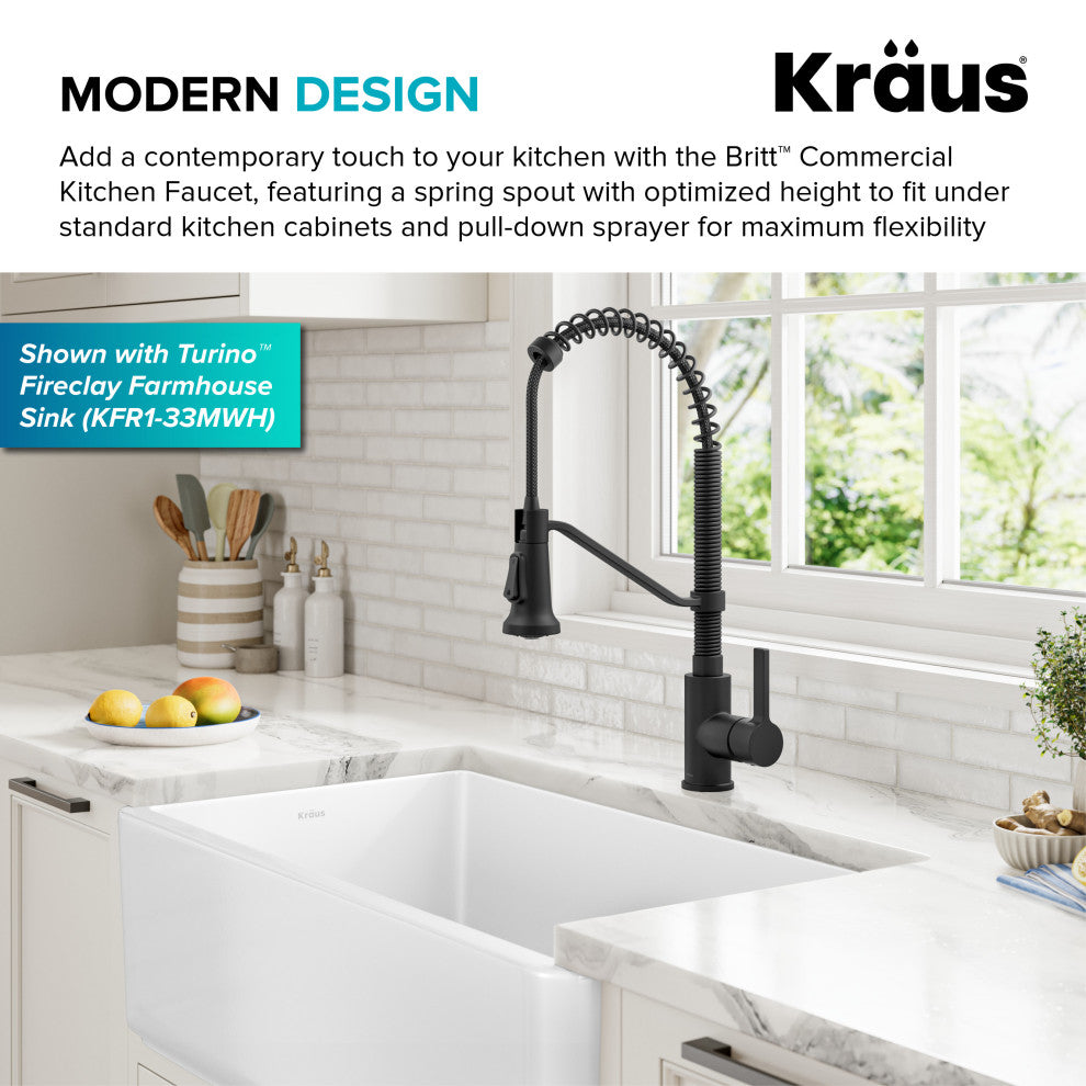 KRAUS Britt Commercial Style 2-Function 1-Handle Pull Down Kitchen Faucet MB