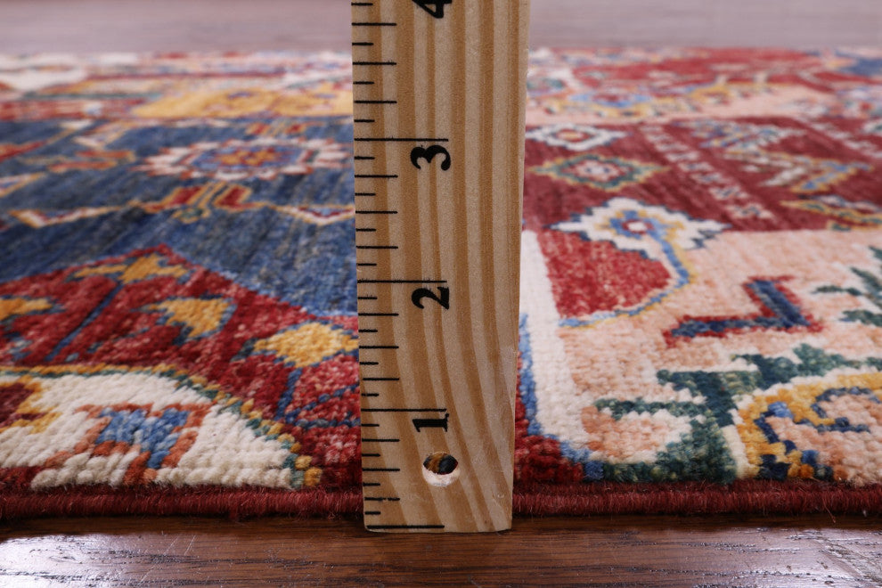2' 7" X 9' 3" Super Kazak Geometric Handmade Runner Rug Q10212