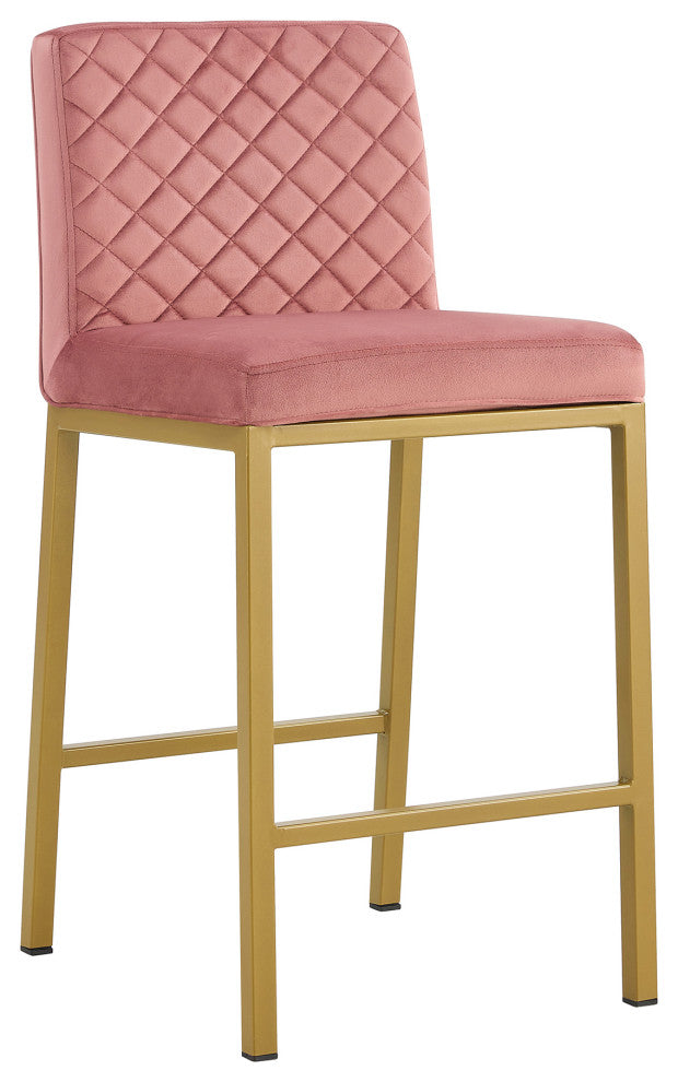 Modern Velvet 2 Bar Chair, Metal Legs for Dining,Kitchen and Bar, Bean Paste Red